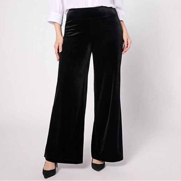 Belle by Kim Gravel Tall Velvet Palazzo Pant BLACK SIZE 12T NWT in packaging - Picture 1 of 8